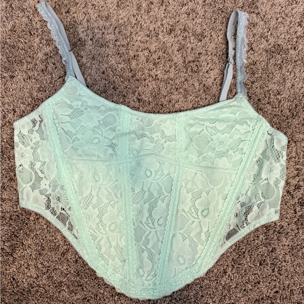 Urban Outfitters Lace Bustier in Light Green